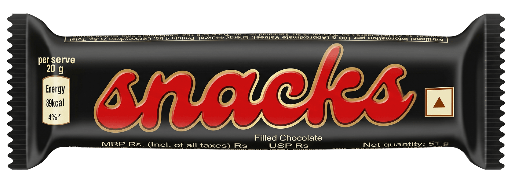 Snacks chocolate bar wrapper